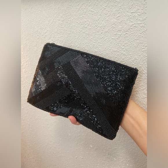 Gorgeous Vintage Carla Marchi Beaded Black Evening Clutch Handbag Purse - Picture 3 of 11